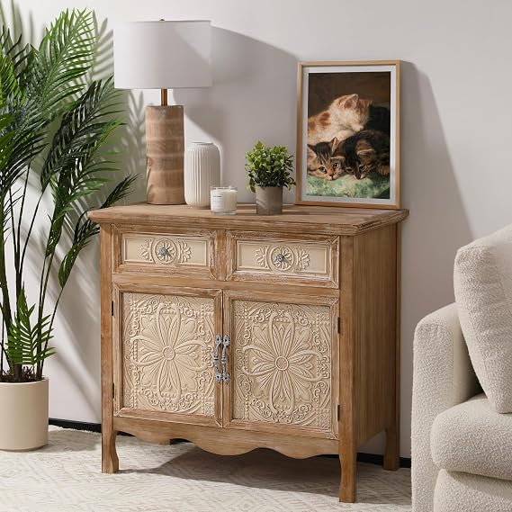 Accent Storage Sideboard with Drawers and Doors - Kitchen Buffet Server Cabinet for Entryway, Dining Room, Living Room