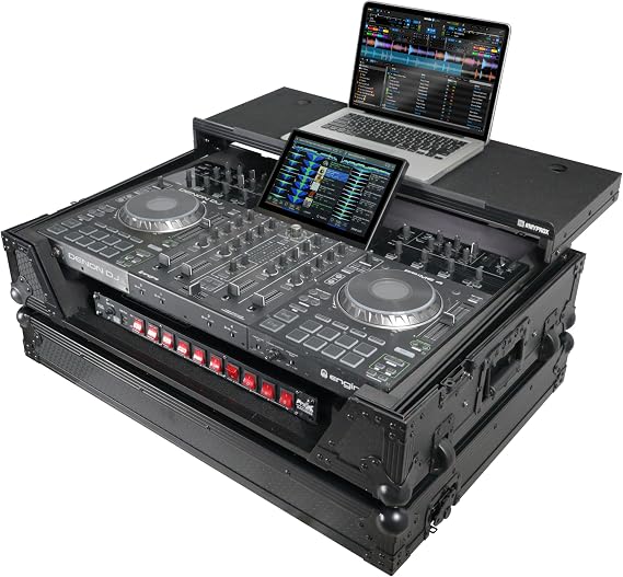 ProX XS-PRIME4 WLTBL ATA Flight Case For Denon PRIME 4 DJ Controller with Laptop Shelf 1U Rack Space and Wheels - Black