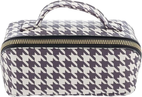 Karma, Small Zip Cosmetic Bag, Makeup Bag for Purse Travel Makeup Pouch Mini Cosmetic Bag for Women, Travel Toiletry Bag Accessories Organizer, Houndstooth