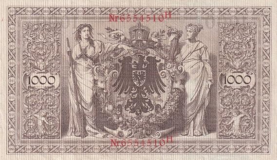 Huge 1910 German Empire Authentic 1000 Mark Banknote