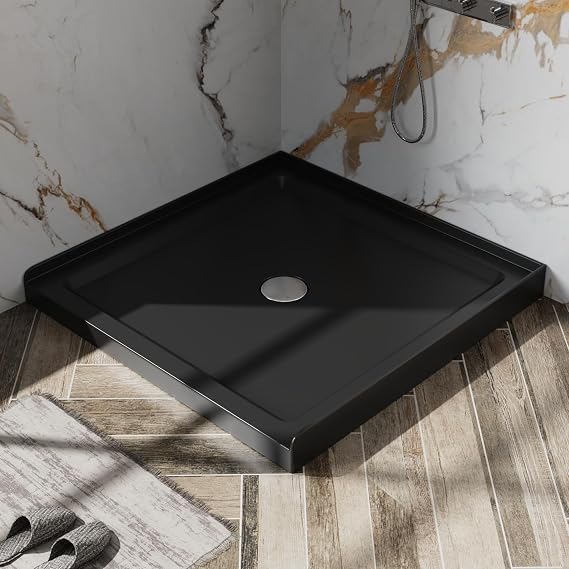 36" x 36" Shower Base Single Threshold Center Drain Shower Pan in Black