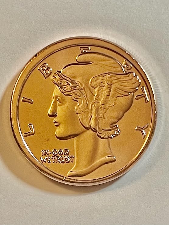 1 Ounce 2012 .999 Pure Copper Bullion Round Mercury Head Design