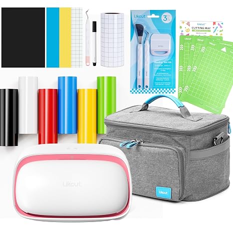 Likcut Glee S501 Plotter Machine Mini Cutting Plotter Available for Vinyl Iron on and Cards Starter Set with Storage Bag Pink