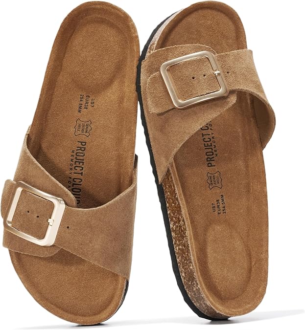 Project Cloud 100% Genuine Leather Sandals Women Comfortable Womens Slides