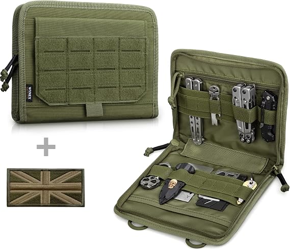 WYNEX Tactical Folding Admin Pouch, Molle Tool Bag of Laser-Cut Design, Utility Organizer EDC Medical Bag Modular Pouches Tactical Attachment Waist Pouch Include UK Patch