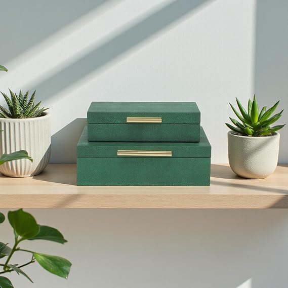 Lusan Green Shagreen Boxes
