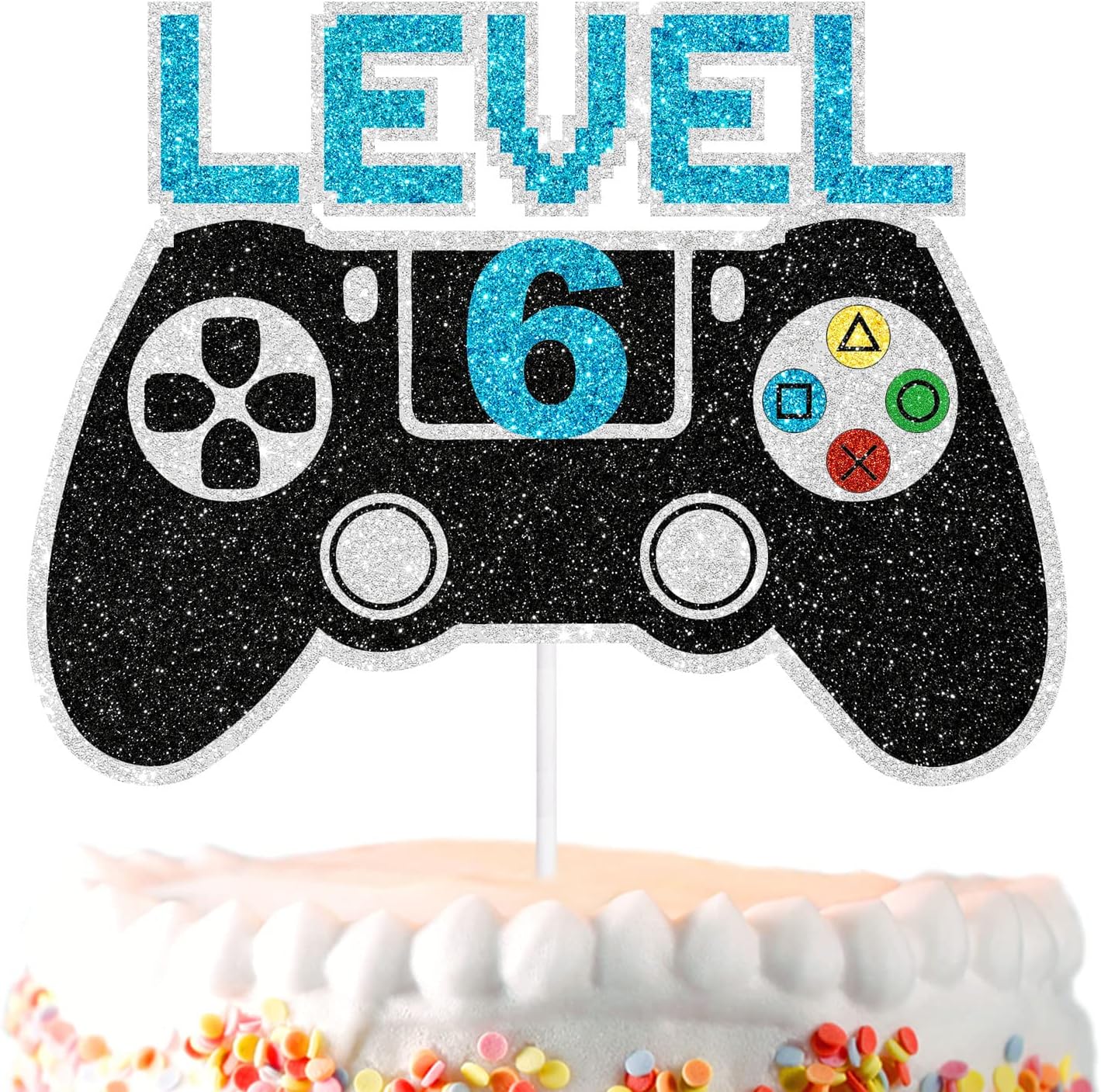 Unlock Cake Topper Video Game Level Up 6th Birthday Happy Game Controller Decoration, Boy or Girl Game Fan Birthday Party, Video Game Themed Party, Video Game Party Decoration, Gift for Kid. SugarGera