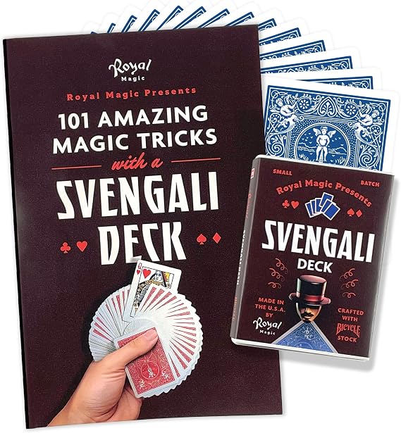 Svengali Deck of Cards & Instruction Booklet with QR Video Authentic Bicycle Playing Cards Magic Tricks Kit, Learn 101 Classic Card Tricks for Kids, Adults, Beginners & Pros (Blue)