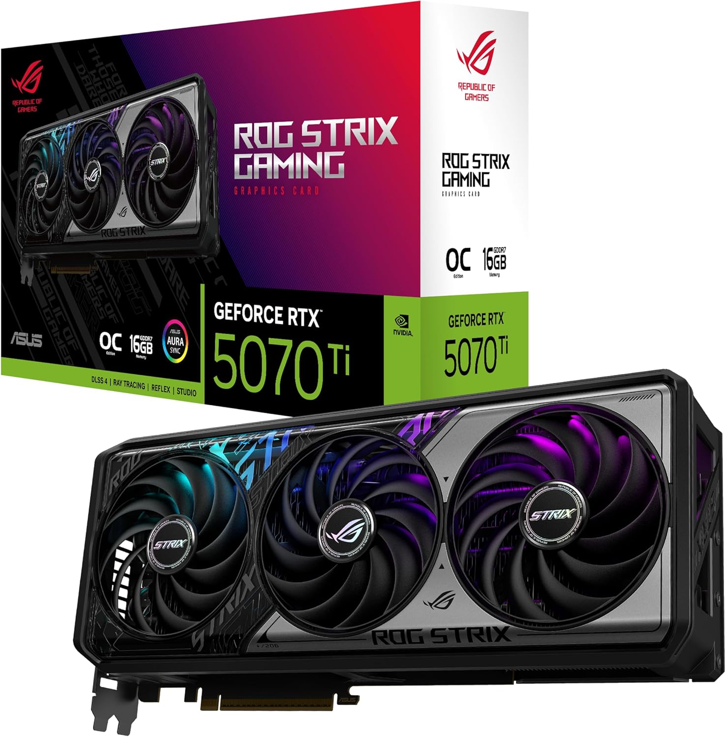 ASUS ROG-STRIX-RTX5070TI-O16G-GAMING-NVIDIA-GEFORCE-RTX 5070 TI-16GB GDDR7-256bit-OC-2xHDMI-3xDP-RGB-DLSS4 GRAPHICS CARD