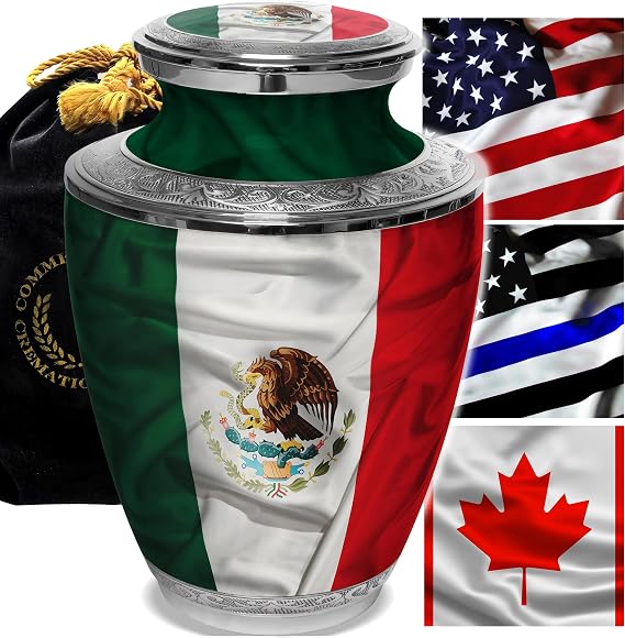 Mexican Flag Cremation Urns for Human Ashes Adult Man & Urns for Ashes