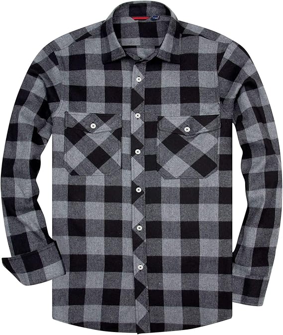 Alimens & Gentle Men's Button Down Regular Fit Long Sleeve Plaid Flannel Casual Shirts