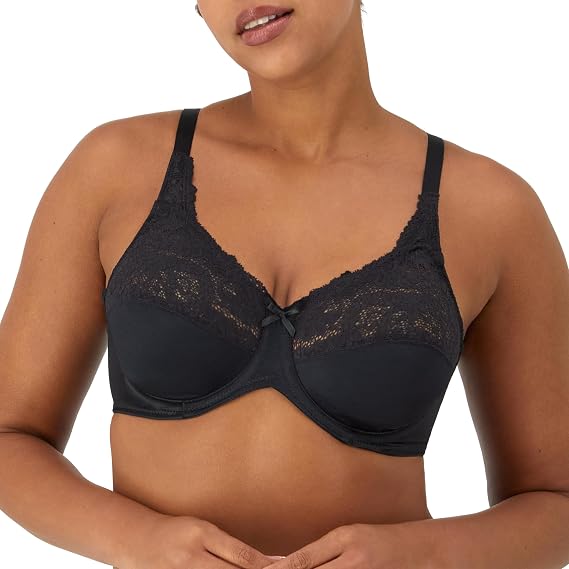 Bali Women's Lilyette Minimizer Underwire Bra with Lace Trim, Microfiber Full Coverage Bra