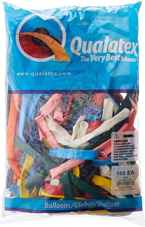 Qualatex 44561 Classic Assortment Latex Balloons, 350Q, Classic Assortment, Pack of 100