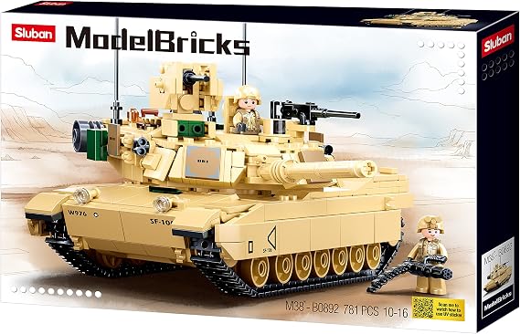 Sluban M38-B0892 M38 B0892 Model Bricks M1A2 Sep V2 Abrams Hand Battle Tank 781pcs, Multicolored, Medium