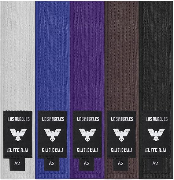 Elite Sports Adults Brazilian Jiu Jitsu Belts for Men & Women,Cotton IBJJF Approved BJJ Belts with Ranking Stripes Sleeve Bar