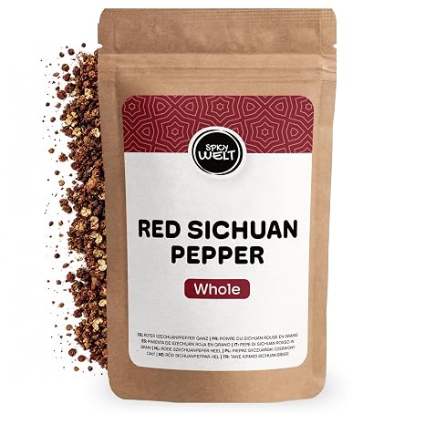 Spicy Welt Szechuan Pepper Red Whole (250 g) - Sichuan Pepper Hua Jiao for Wok Asian Kitchen Marinades Pasta and Spice Mixtures Aromatic Tingling Lemonry 100% Natural Pure No Additives