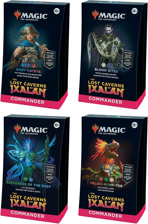 Magic: The Gathering The Lost Caverns of Ixalan Commander Deck Bundle Includes All 4 Decks (Ahoy Mateys, Blood Rites, Explorers of The Deep, Veloci-ramp-tor)