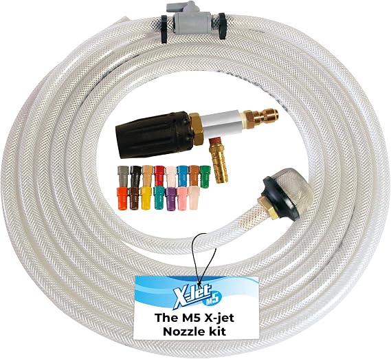 X-Jet M5#7 Kit | 2-2.5 GPM | Adjustable Long-Range External Injection Variable Pressure Washing Nozzle | Perfect for Washing Residential & Commercial Properties from the Ground | W/ 2000 to 4500 PSI