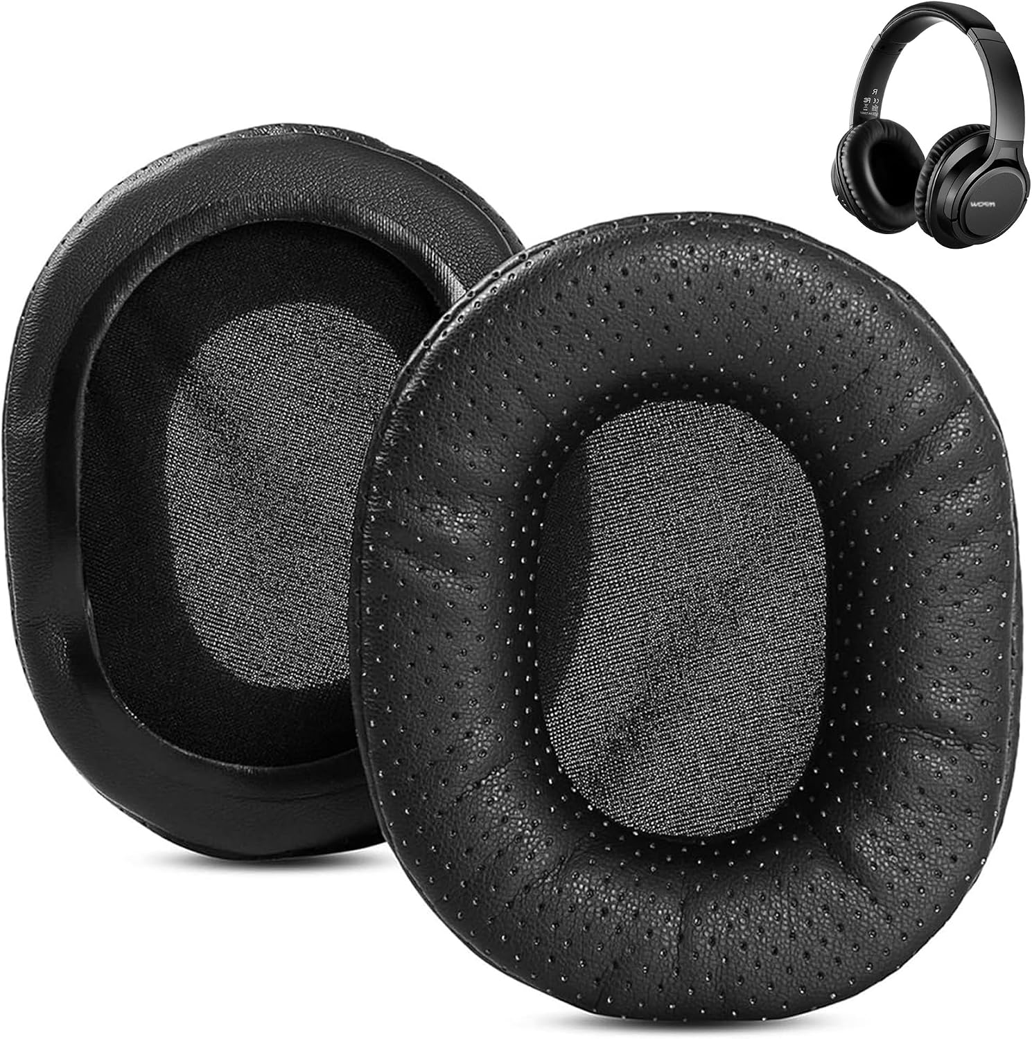 通気性のあるイヤーパッドクッション交換用 Mpow H7 Bluetoothヘッドフォンイヤーパッド対応 パンチングプロテインレザーとメモリーフォーム付き