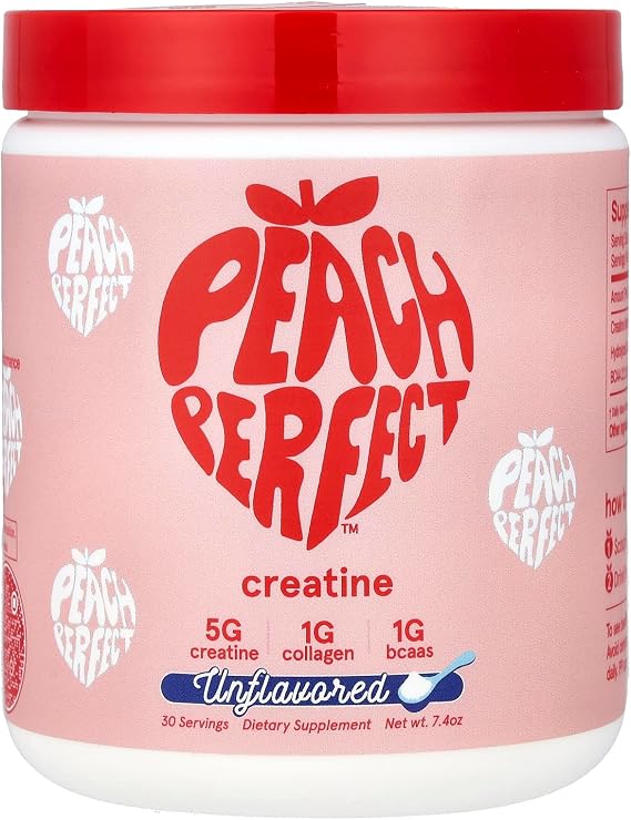 Peach Perfect Creatine for Women Micronized Creatine Monohydrate Powder with BCAA & Collagen for Glute Strength Support, Boost Energy, Focus, Strength, and Endurance Unflavored, 30 Servings