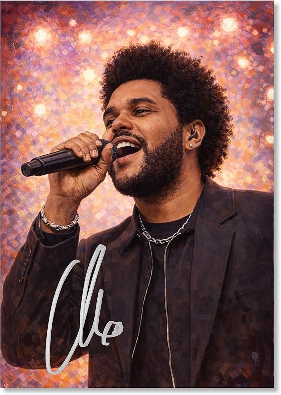 The Weeknd Art Styled Signed Poster Print - Limited Edition Autograph Fan Gift, Collectible Memorabilia Wall Art Merchandise – After Hours Til Dawn & Hurry Up Tomorrow 2026 (A4 Unframed)