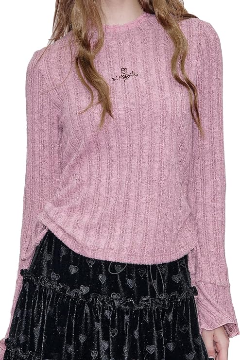Womens Mock Neck Long Sleeve T-Shirt Ribbed Knit Ruched Side Drawstring Top Y2K Coquette Fairy Grunge Tee