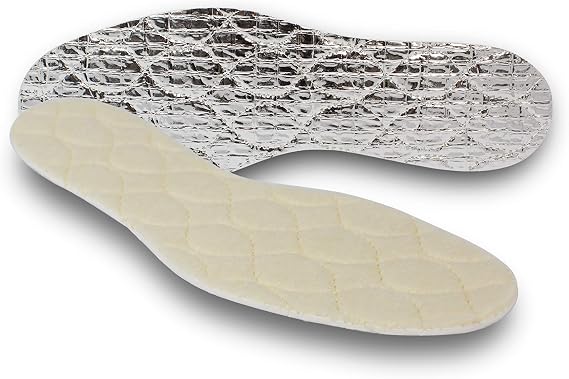 pedag Solar Insulating Insoles, Made in German, Quilted Wool Top, Foam Insulating Layer, Thermic Reflective Aluminum Sole, Keep Warm and Dry, Women US 5 / EU 35