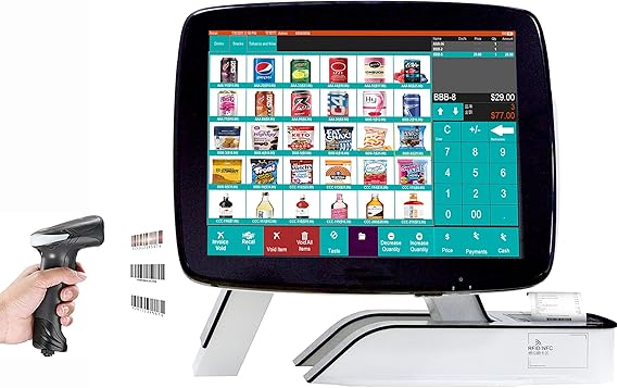 (Ship from USA) POS Cash Register 15'' Touch Screen Windows PC with Built-in 2 1/4'' Thermal Receipt Printer for Retail Businesses SET04