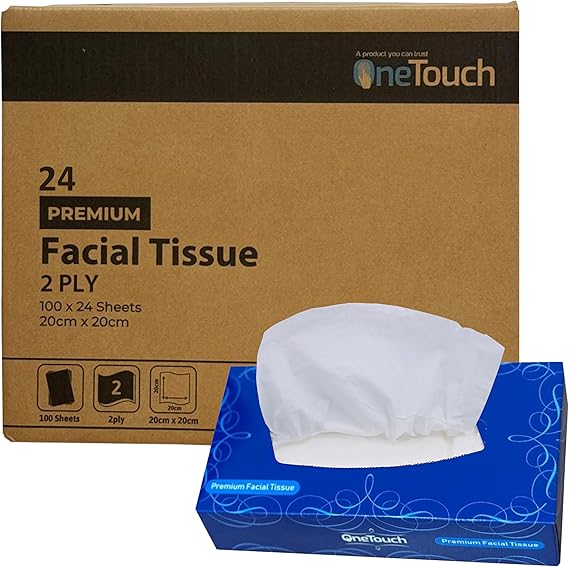 OneTouch Facial Tissue Boxes 2ply Soft Tissues for Everyday Use Gentle on Your Skin Sustainable Tissues Boxes Bulk, Absorbent, Soft and Hygienic Box of Tissues for Daily - Commercial Use (12)
