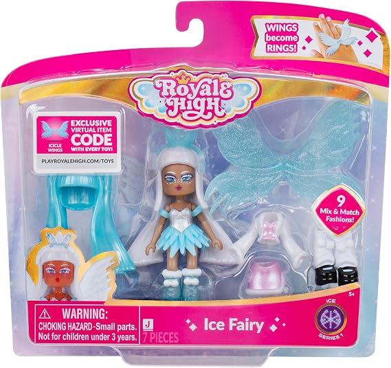Royale High 3" Ice Fairy Fashion Doll - 1 Figure, 9 Fashion Accessories - Virtual Item Code Included - Series 1 - Ages 5+