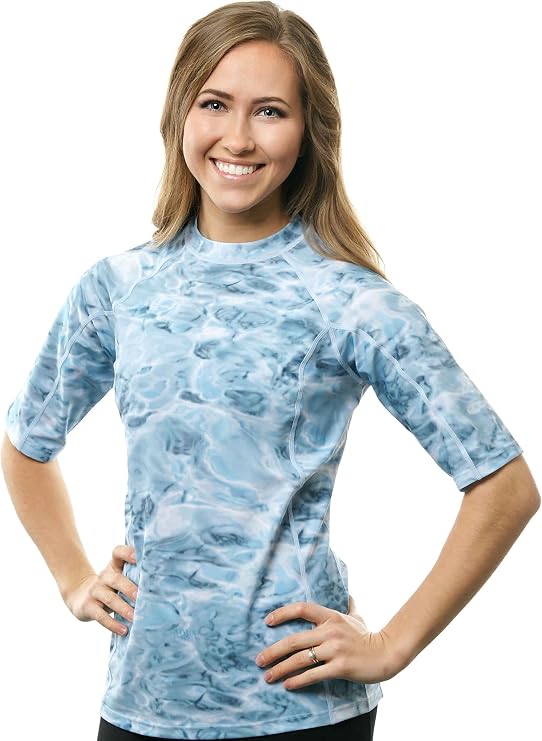 Aqua Design Women Rash Guard Swim Shirt Short Sleeve | Swimming Rashguard