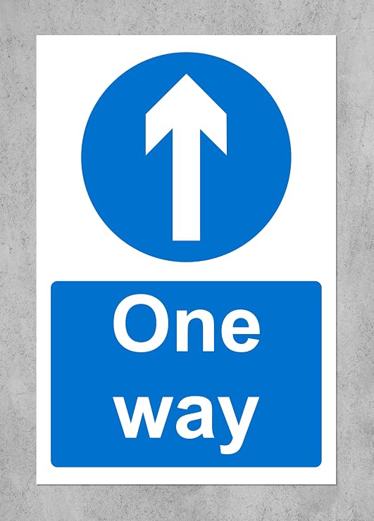 Mandatory signs One way Safety sign - 3mm Aluminium sign 300mm x 200mm