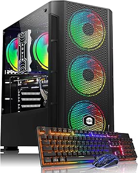 AQVIN AQ10 Gaming Desktop Tower PC - GeForce GTX 1660 6GB GPU, i7 Intel Processor Upto 4.00GHz, 32 GB DDR4 RAM, 1TB SSD, HDMI, WiFi, Windows 10 Pro - Black