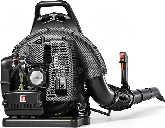 72CC Gas Backpack Leaf Blower - 2-Stroke Handheld-Class V Engine, 230 MPH 760 CFM, Adjustable Speed, Low Noise & Ergonomic Design, Cruise Control for Fast Yard Cleanup (Black)