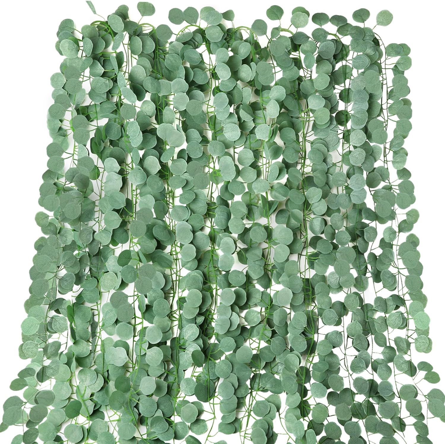 MACTING 15 Pack 105Ft Artificial Eucalyptus Garland, Artificial Eucalyptus Leaves Table Greenery Garland Wreath Vines Artificial Vines Hanging Eucalyptus Leaves for Wedding, Wall Arch, Mantle, Party