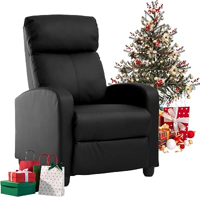 Recliner Chair, Single Sofa Chair, Adjustable PU Leather Recliner Chairs for Adults, Lazy Boy Recliner Chair with Upgraded Footrest, Recliners Lazy Boy, Sofa Reclinable for Small Spaces, Black