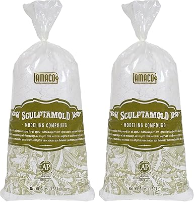 AMACO Sculptamold Modeling Compound, White, 3 lbs. Per Bag, 2 Bags AMA41821C-2