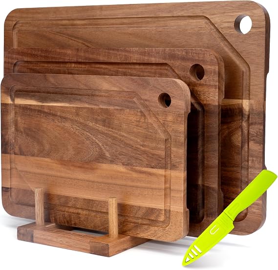 Acacia Wood Chopping Boards Set of 3 with Hanging Hole