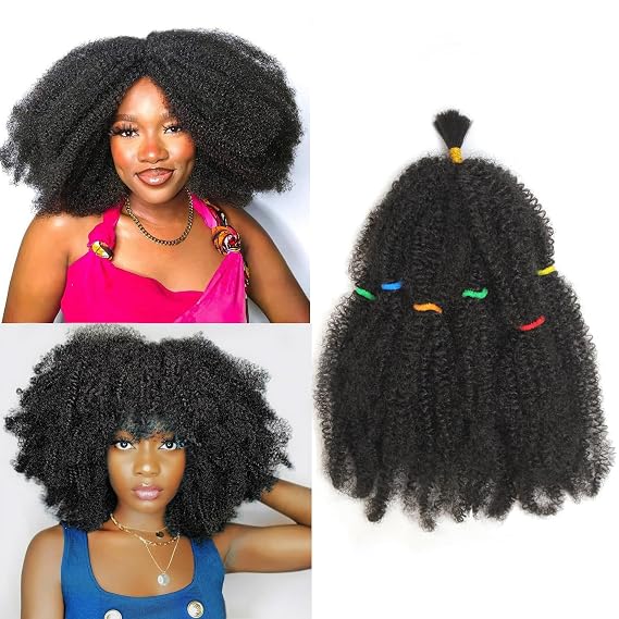 Vustbeauty Afro Kinky Twist Hair 7 Packs Afro Kinky Curly Braiding Hair 12 Inch Pre Fluffied Afro Kinky Hair Synthetic Bulk Hair Extensions For Women (12 Inch 7 Packs, 1B)