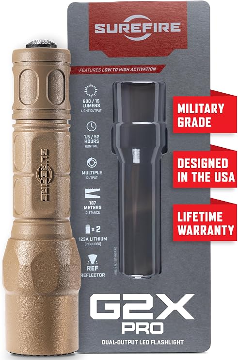 SureFire Handheld LED Flashlight - G2X Pro 600 Lumens 8,700 Candela - Tan