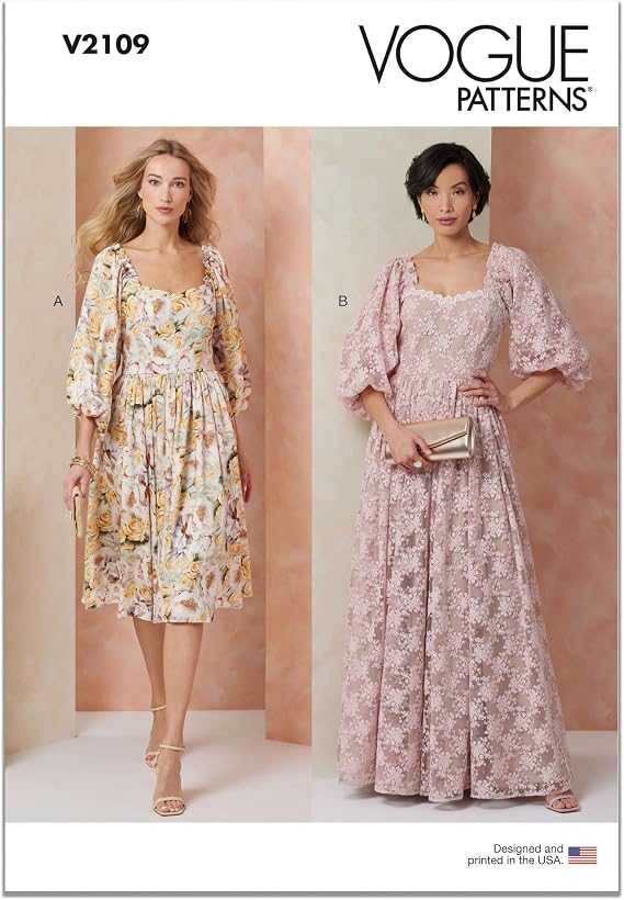 Vogue V2109U5 Misses' Fitted Gown Sewing Pattern Packet, Design Code V2109, Sizes 16-18-20-22-24