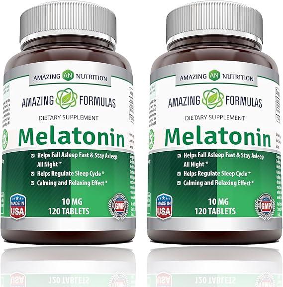 Amazing Formulas Melatonin 10mg Tablets Supplement | Helps Regulate Sleep Cycle | Non GMO | Gluten Free | Made in USA 240 Count (Pack of 1)