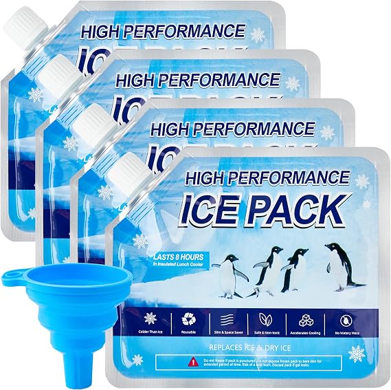 Reusable Ice Packs for Cooler, Freezer Ice Packs for Lunch Boxes, Cooler Ice Packs for Camping Gear, Fishing