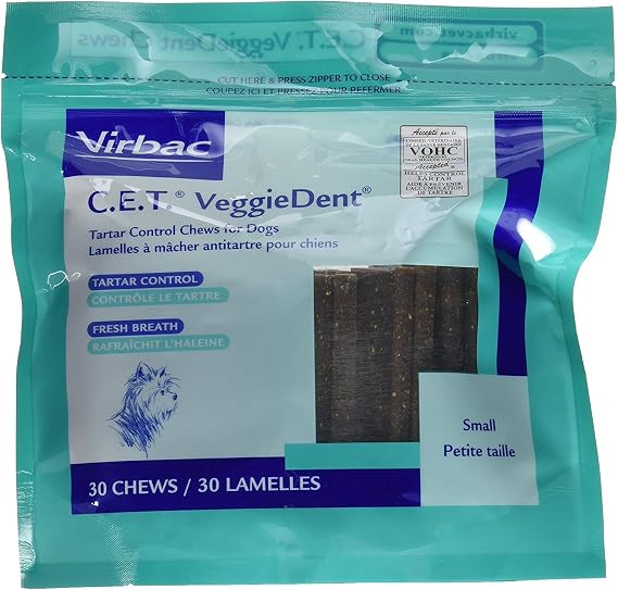 Virbac C.E.T. Veggiedent Dental Chews, Small, 30Count