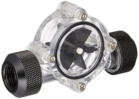 Bitspower G1/4" Flow Indicator, Clear Main Body, Black Blade, Matte Black