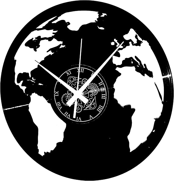 World Map Wall Clock | Modern Travel-Inspired Decor for Globetrotters | Silent Quartz Movement | Gift Idea for Explorers and Geography Enthusiasts