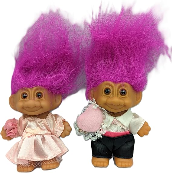 Troll Doll Purple Hair Retro Vintage Girl lot 1990s Valentine Love Wedding 3"