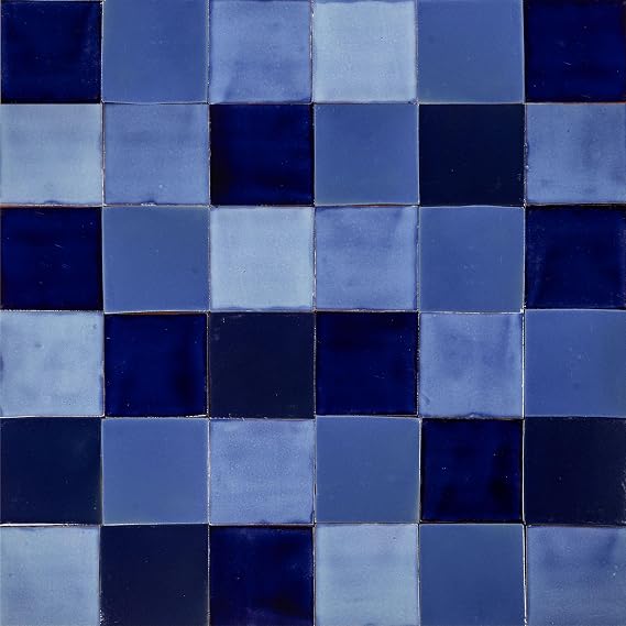 Mexican Mixed Monochrome Blue Tiles 4x4 Azula- 90 Decorative Mexican Mosaic Tiles for Bathroom, Kitchen, Shower, Living Room, Kitchen backsplash, Mexican Talavera