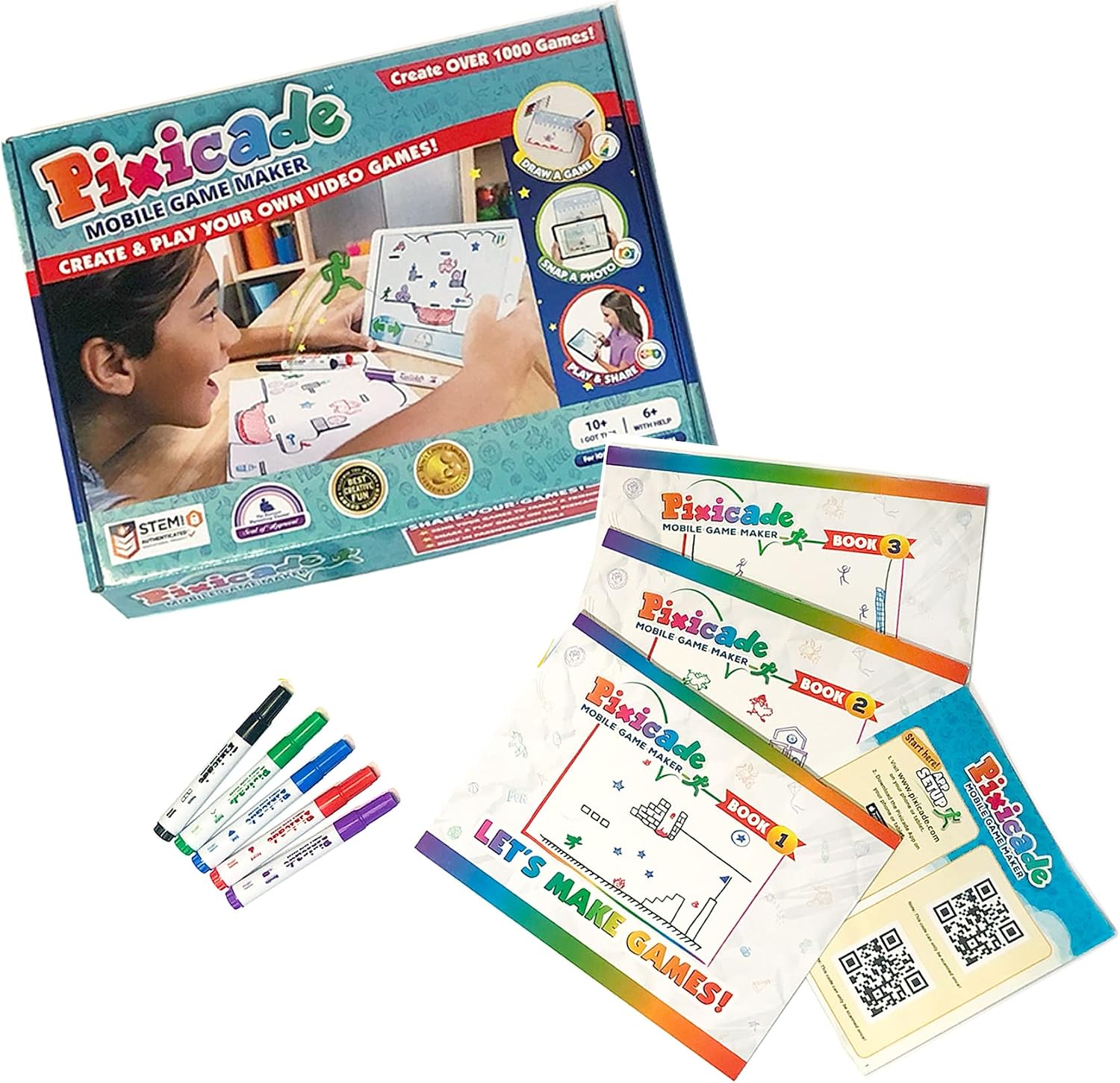 Pixicade Video Game Maker | STEM Kit to Create & Play Your Own Video Games | Educational Toy for Girls and Boys ages 6 | Creative & Learning Fun | Draw Your Own Video Game & Bring it to Life