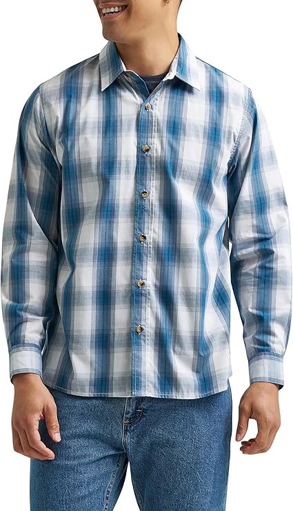 Wrangler Authentics Men's Long Sleeve Classic Plaid Woven Shirt